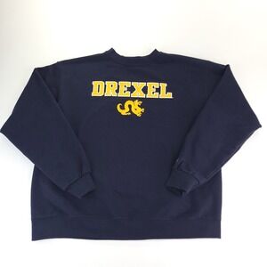Drexel Dragons Sweatshirt Mens XL Black Yellow Champion NCAA Crew Neck Preppy